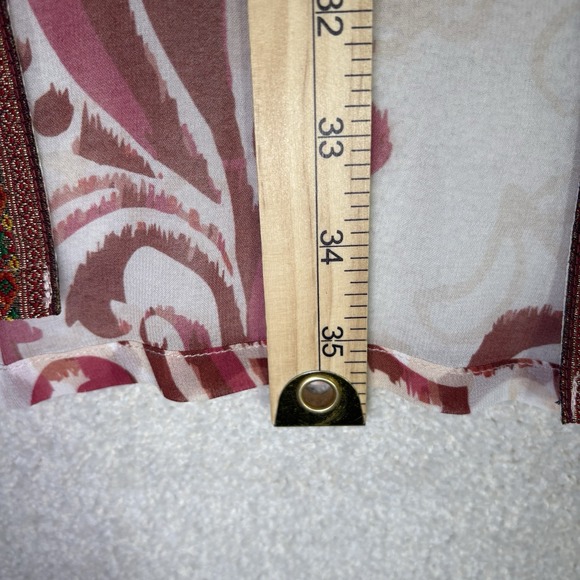 Soft Surroundings Boho White Pink Jakarta Kimono Decorative Trim Sheer Size S/M - Picture 7 of 9